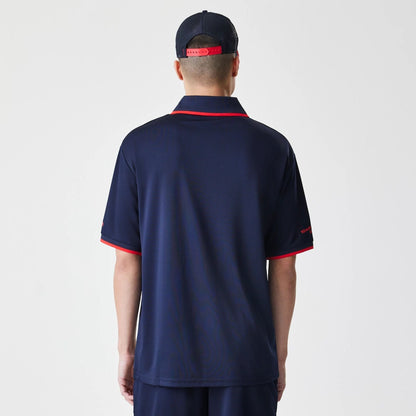 The Male model is wearing Red Bull Racing Graphic Dark Blue Football Jersey 2