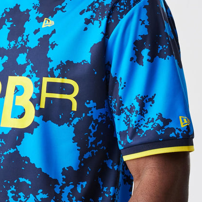 The Male model is wearing Red Bull Racing Graphic Blue Football Jersey 4