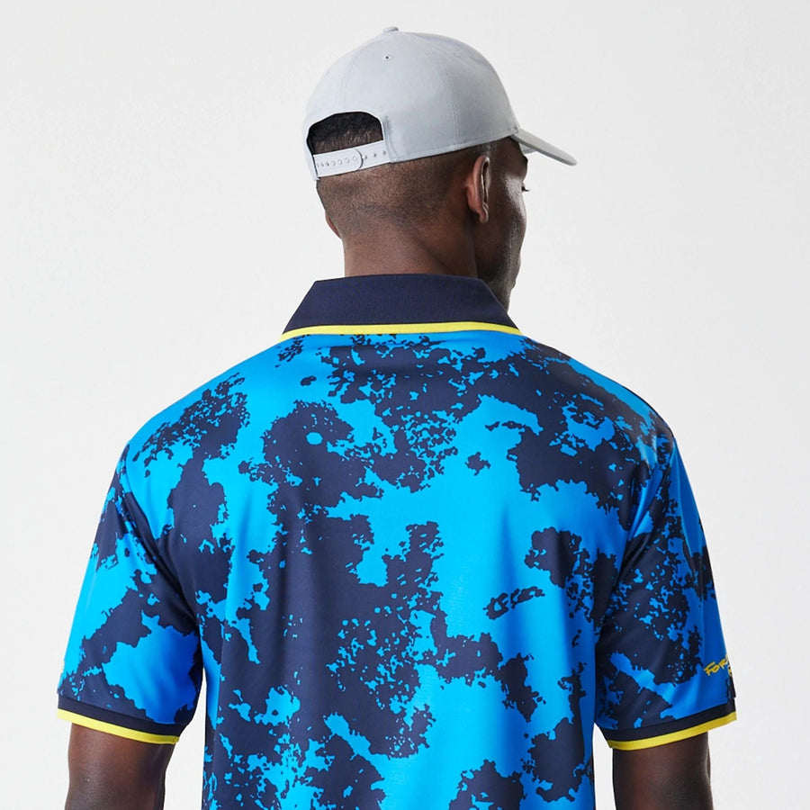 The Male model is wearing Red Bull Racing Graphic Blue Football Jersey 7