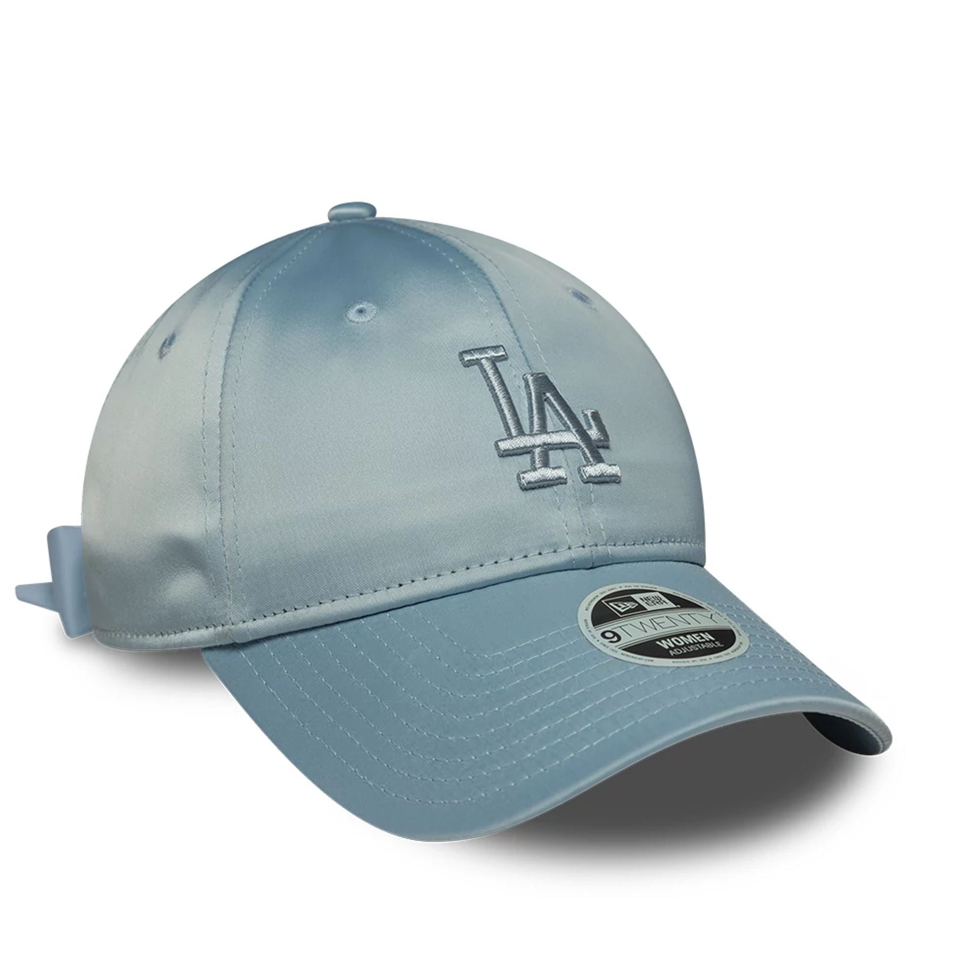 This is a LA Dodgers Womens Satin Bow Pastel Blue 9TWENTY Adjustable Cap 4