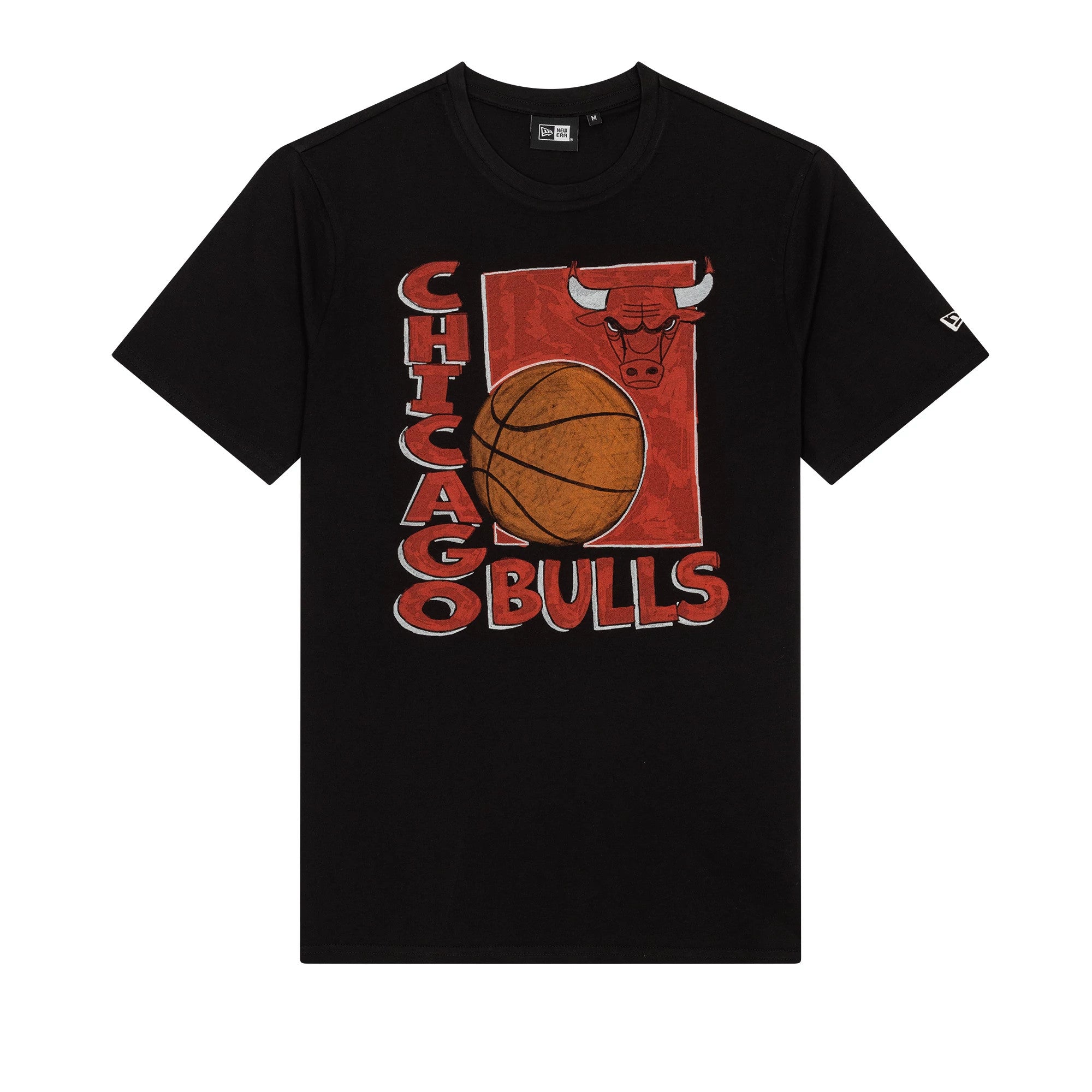 The Male model is wearing Chicago Bulls NBA Basketball Graphic Black T-Shirt 1