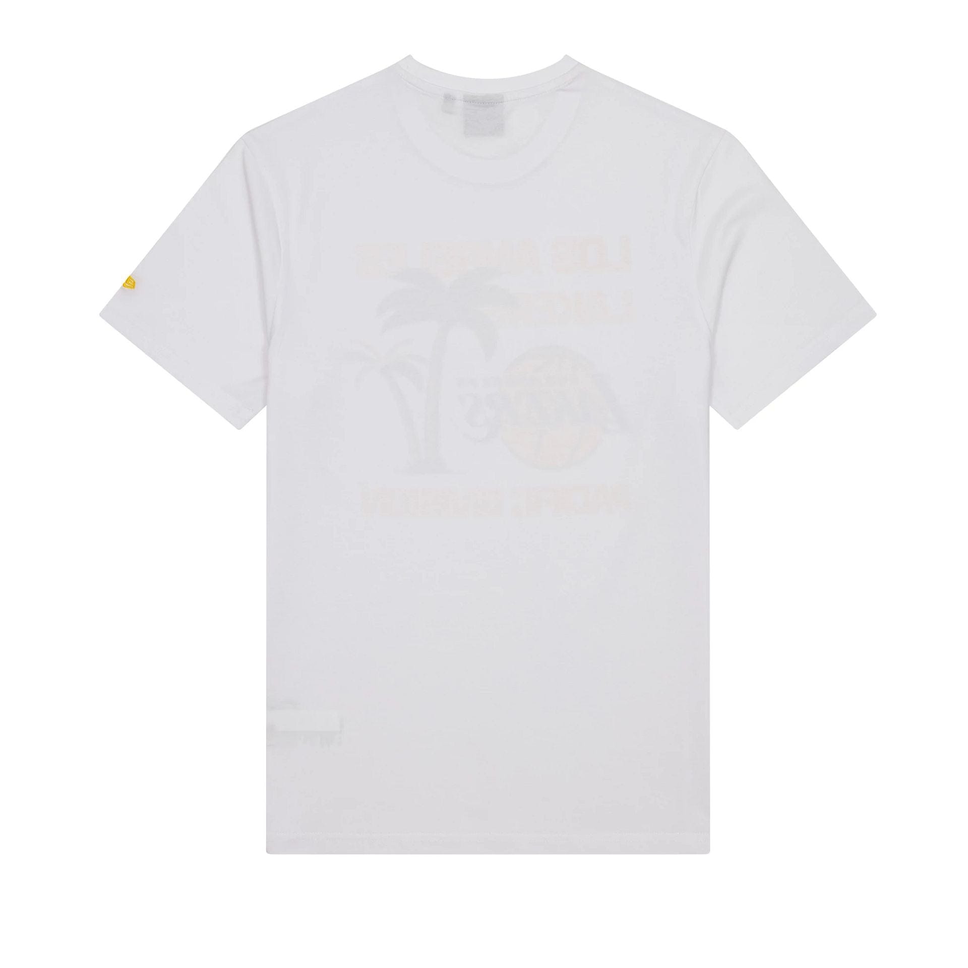 The Male model is wearing LA Lakers NBA Wordmark White T-Shirt 2