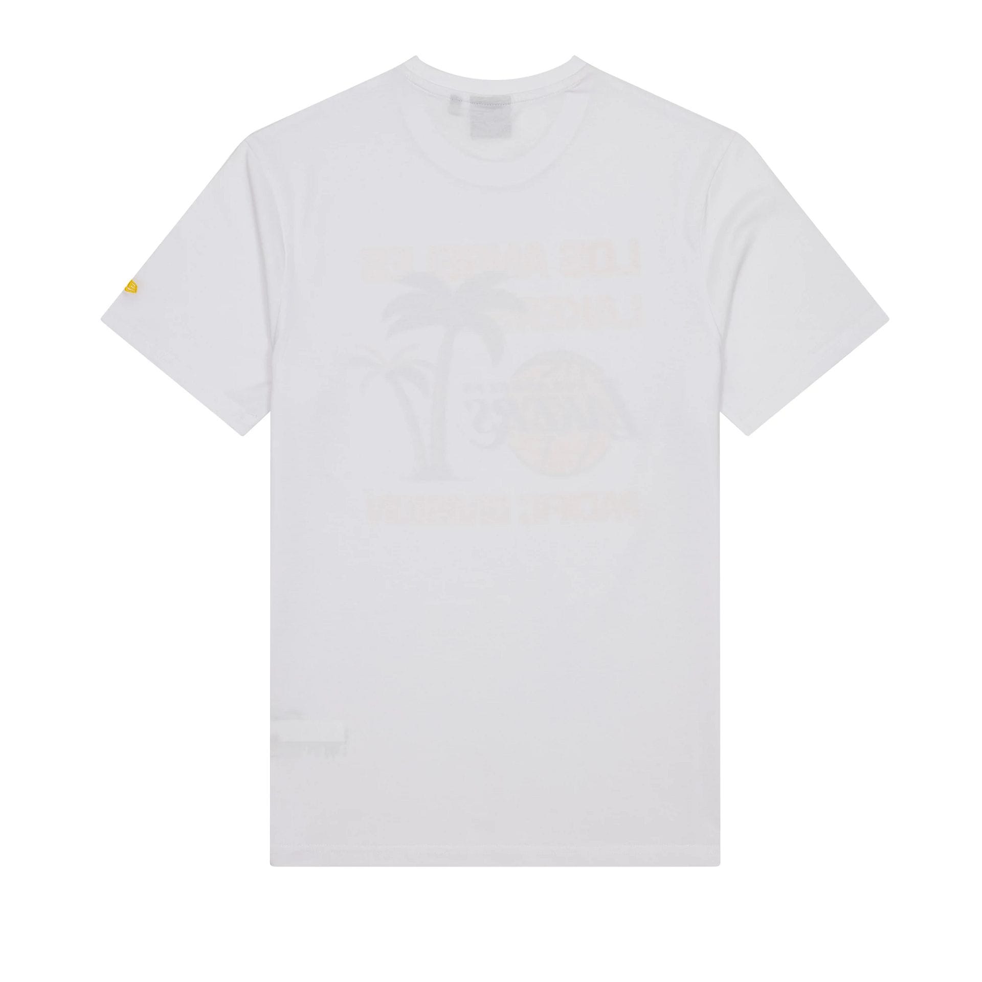 The Male model is wearing LA Lakers NBA Wordmark White T-Shirt 2