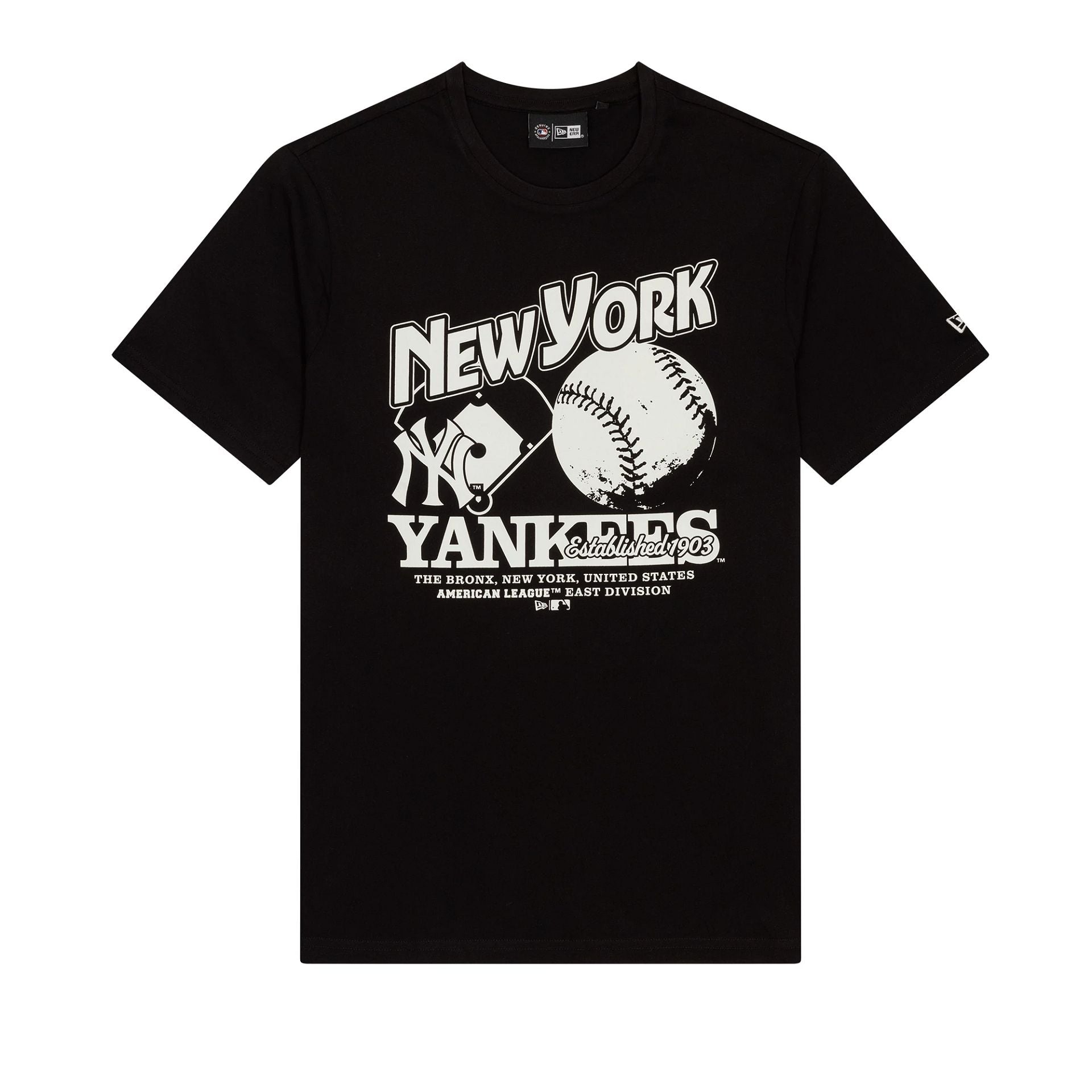The Male model is wearing New York Yankees MLB Black T-Shirt 1
