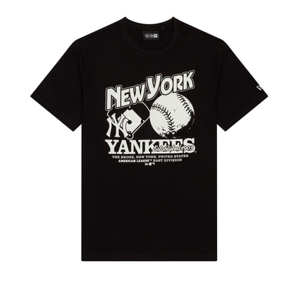 The Male model is wearing New York Yankees MLB Black T-Shirt 1