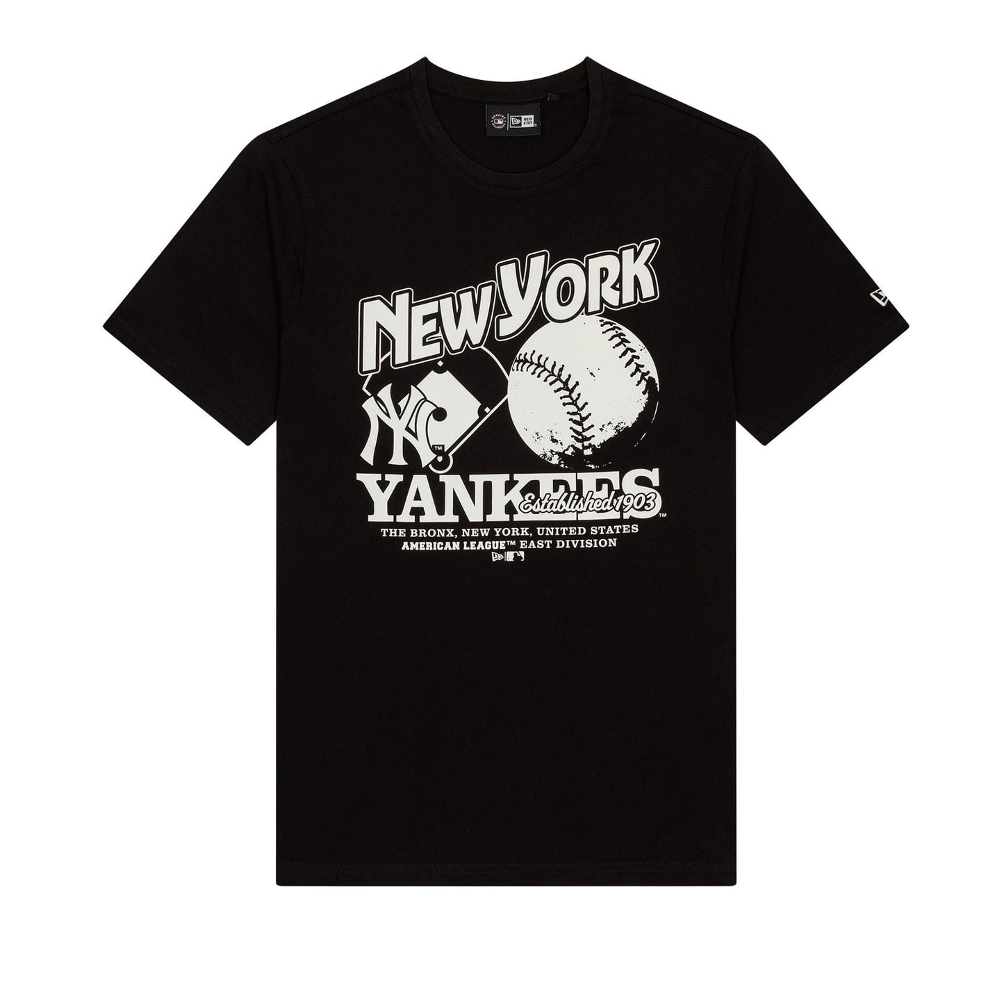 The Male model is wearing New York Yankees MLB Black T-Shirt 1