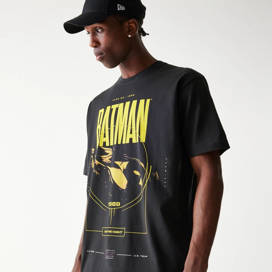 The Male model is wearing Batman Batmobile Black T-Shirt 3