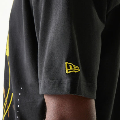 The Male model is wearing Batman Batmobile Black T-Shirt 5