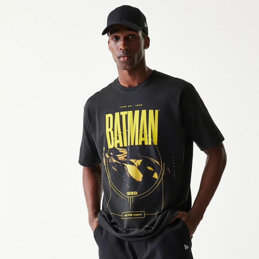 The Male model is wearing Batman Batmobile Black T-Shirt 1