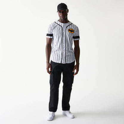 The Male model is wearing Batman Pinstripe White Jersey 8