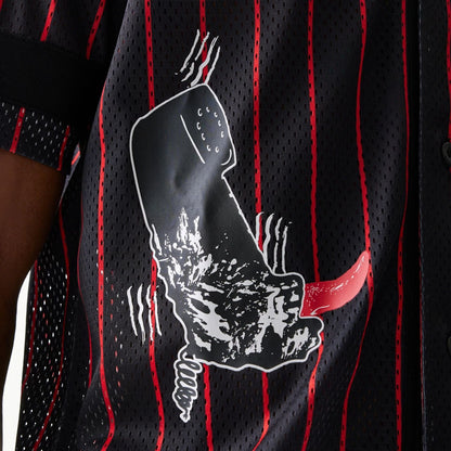 The Male model is wearing A Nightmare On Elm Street Black Jersey 4