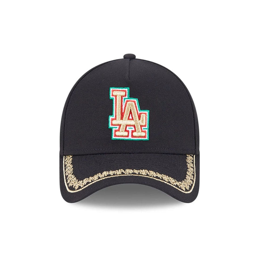 This is a LA Dodgers Ornate Visor Black 9FORTY A-Frame Adjustable Cap 3