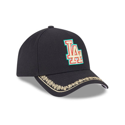 This is a LA Dodgers Ornate Visor Black 9FORTY A-Frame Adjustable Cap 4