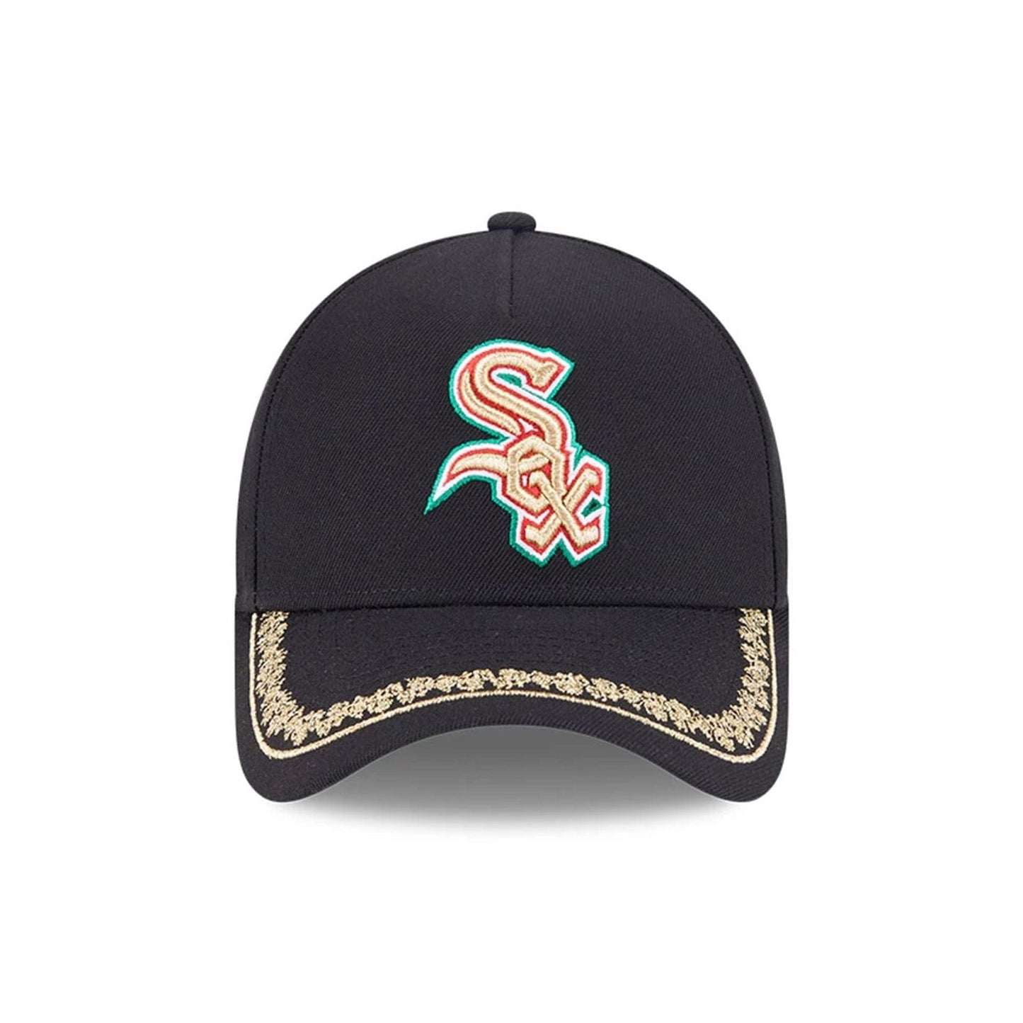 This is a Chicago White Sox Ornate Visor Black 9FORTY A-Frame Adjustable Cap 3