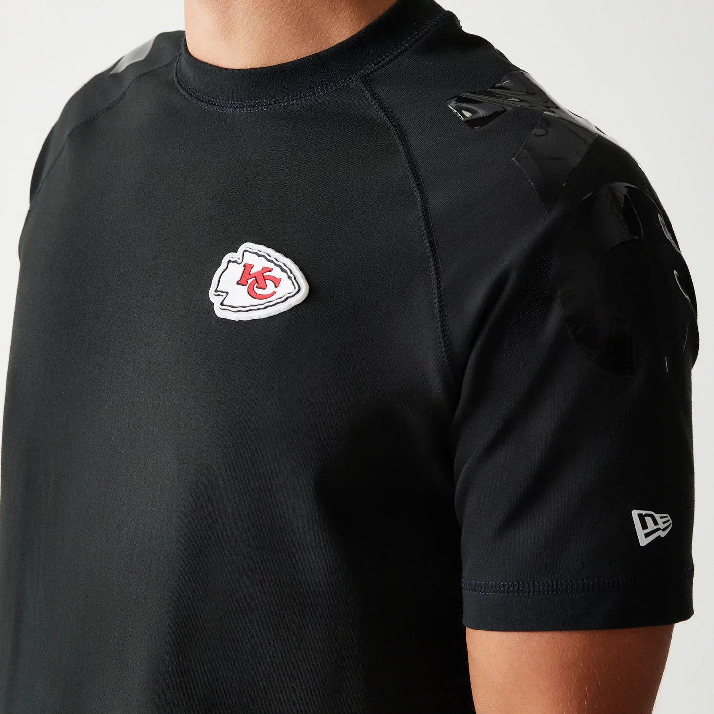 The Male model is wearing Kansas City Chiefs NFL 3RD Down Black T-Shirt 4