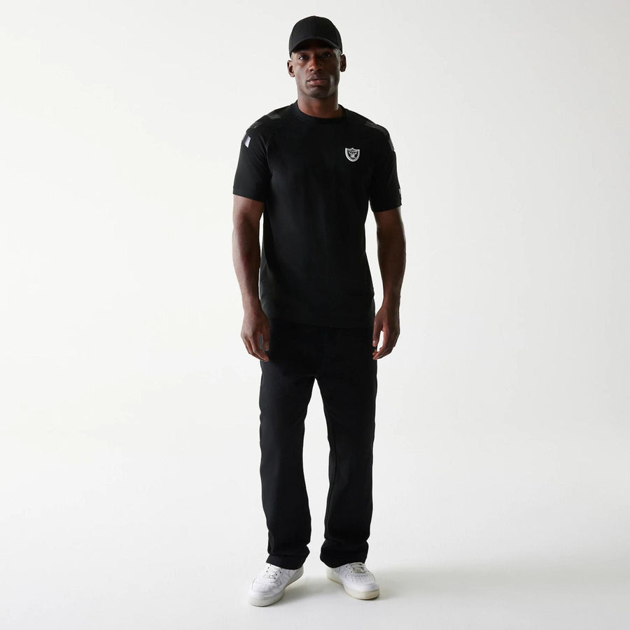 The Male model is wearing Las Vegas Raiders NFL 3RD Down Black T-Shirt 8