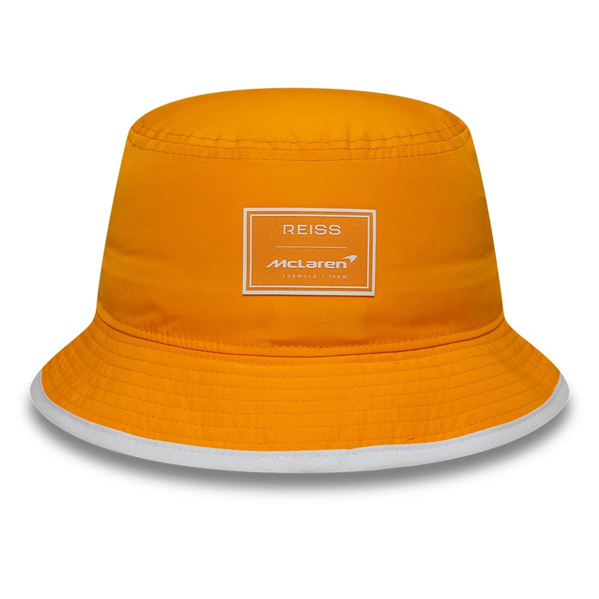 This is a McLaren x Reiss Seasonal Orange Bucket Hat 2
