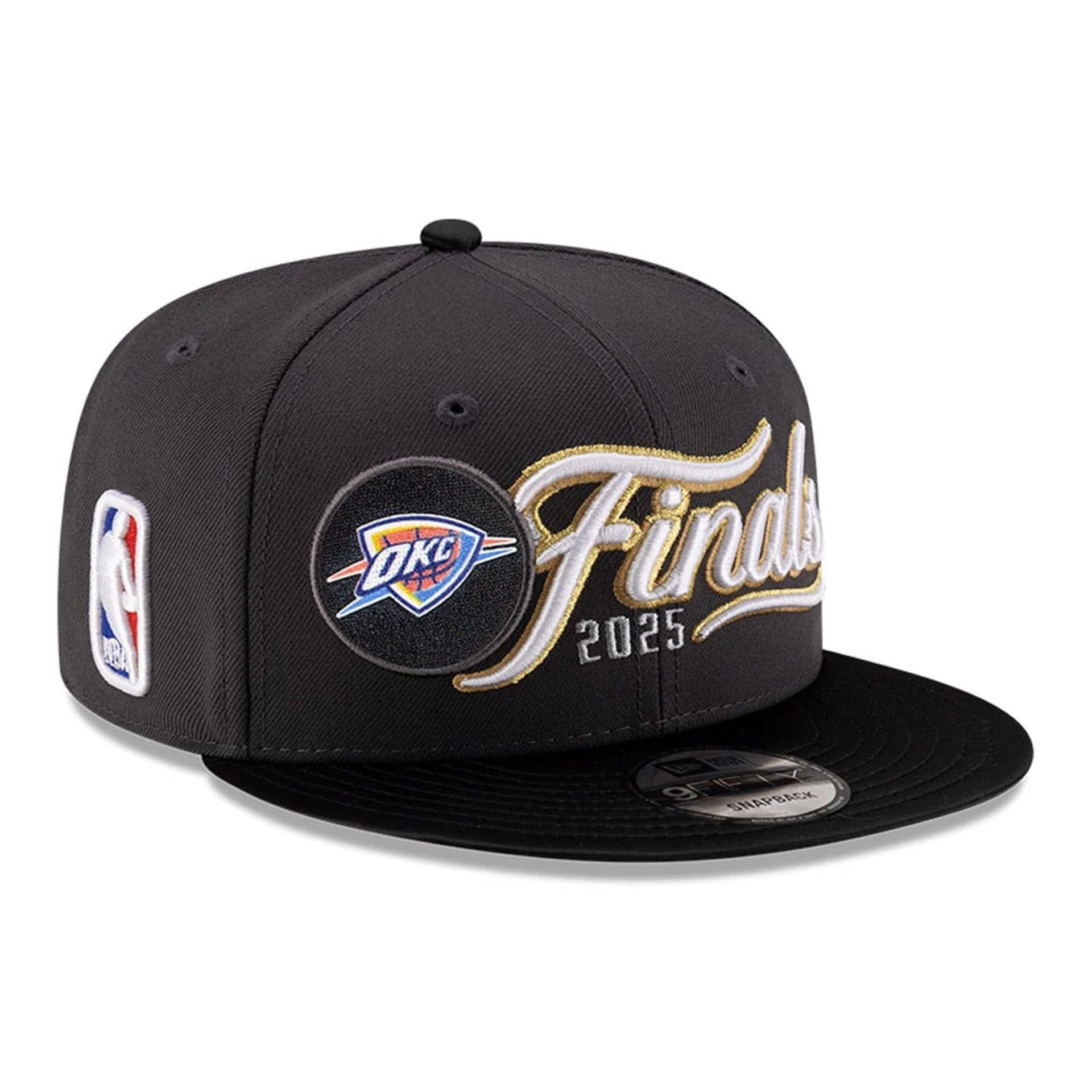 This is a NBA Conference Finals 2025 Oklahoma City Thunder Dark Grey 9FIFTY Snapback Cap 1