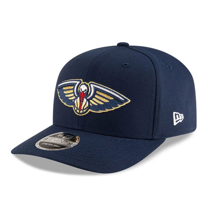This is a New Orleans Pelicans NBA Team Dark Blue 9SEVENTY Stretch Snap Adjustable Cap 1