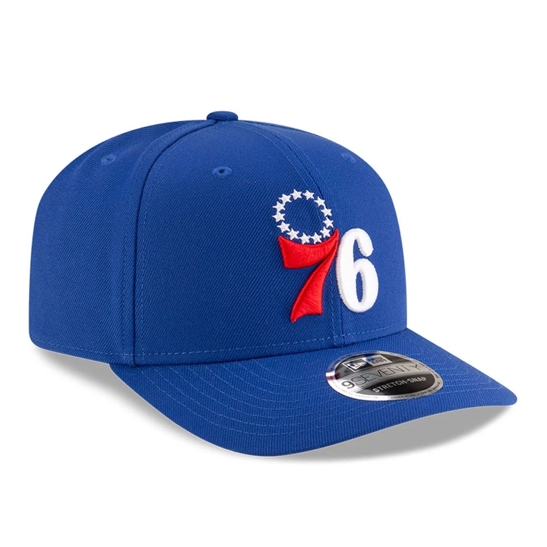 This is a Philadelphia 76ers NBA Team Blue 9SEVENTY Stretch Snap Adjustable Cap 4