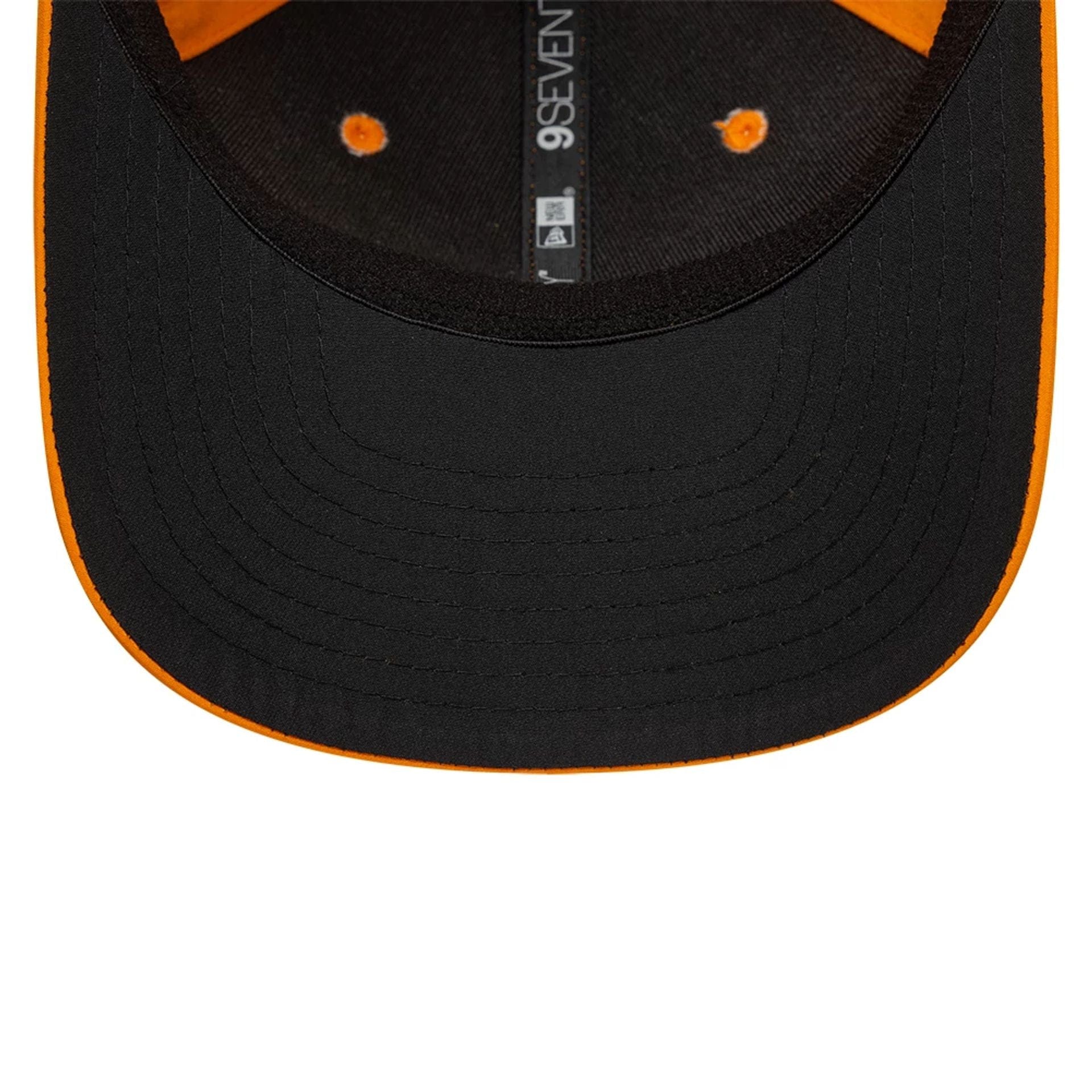 This is a McLaren Automotive P18 Stripe Bright Orange 9SEVENTY Stretch Snap Adjustable Cap 2