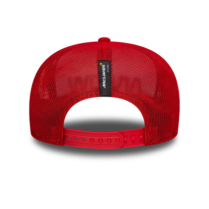 This is a Arrow McLaren Indycar Christian Lundgaard Red 9FIFTY Stretch Snap Adjustable Cap 7