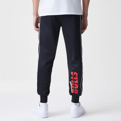 The Male model is wearing Chicago Bulls NBA Slim Black Track Pants 2
