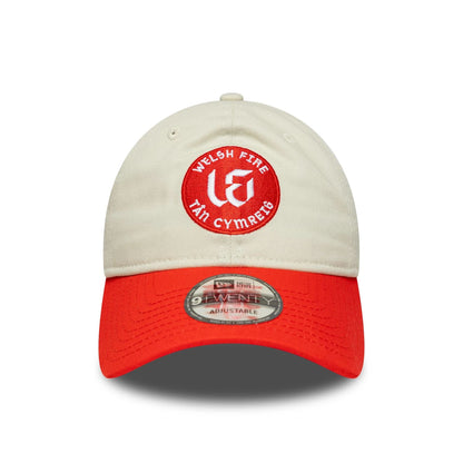 This is a Welsh Fire Tan Cymreig The Hundred 2025 Contrast Light Beige 9TWENTY Adjustable Cap 2