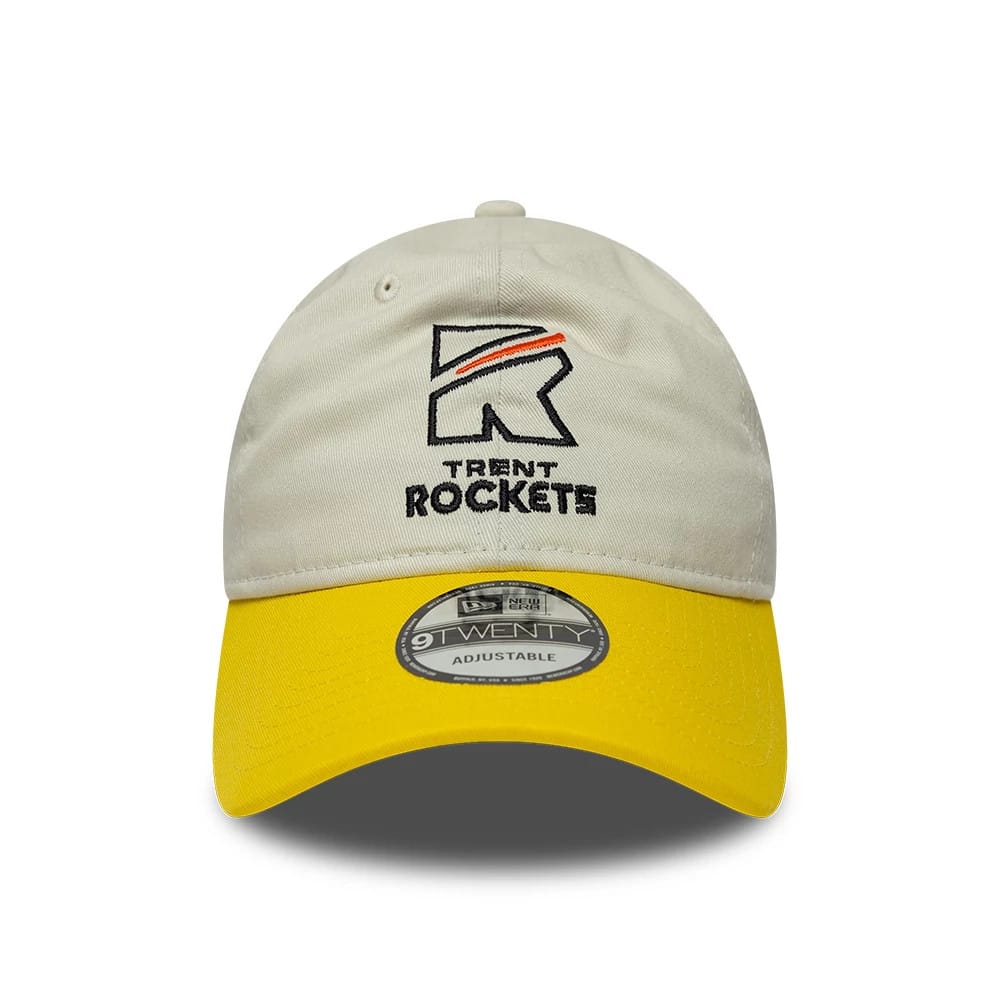 Pictured is this Trent Rockets The Hundred 2025 9TWENTY Adjustable Cap in light beige. 2