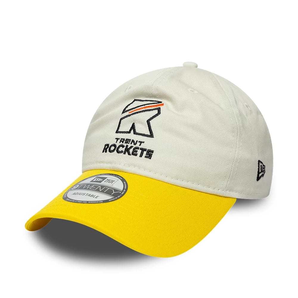 Pictured is this Trent Rockets The Hundred 2025 9TWENTY Adjustable Cap in light beige. 1