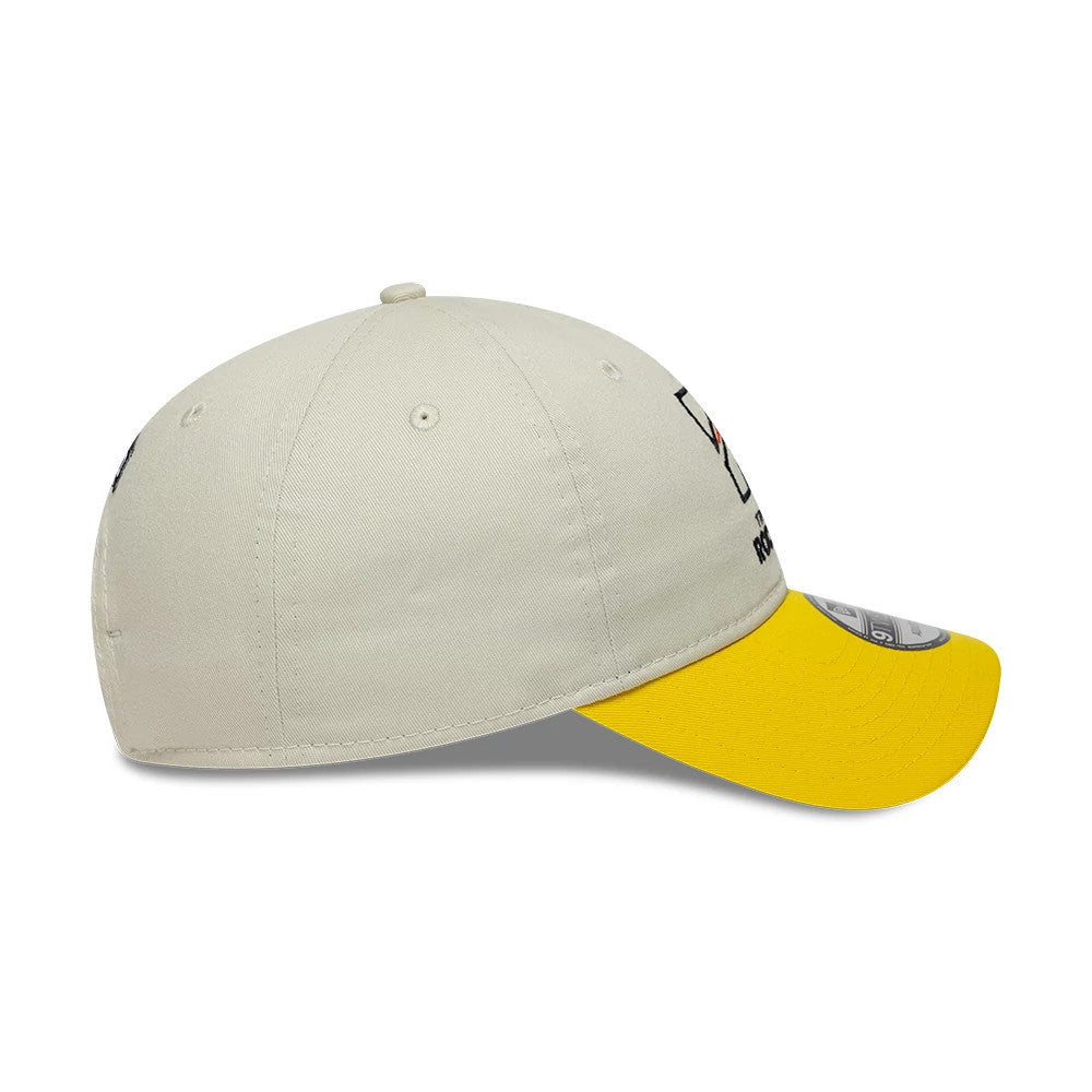 Pictured is this Trent Rockets The Hundred 2025 9TWENTY Adjustable Cap in light beige & yellow. 5