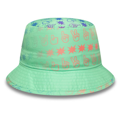 This is a Oval Invincibles The Hundred 2025 All Over Print Green Tapered Bucket Hat 4