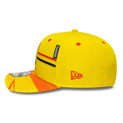 This is a Trent Rockets The Hundred 2025 All Over Print Bright Yellow 9SEVENTY Stretch Snap Adjustable Cap 4