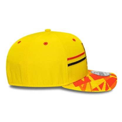 This is a Trent Rockets The Hundred 2025 All Over Print Bright Yellow 9SEVENTY Stretch Snap Adjustable Cap 5