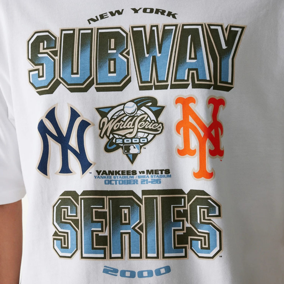 The Male model is wearing MLB Subway Series White Oversized T-Shirt 3