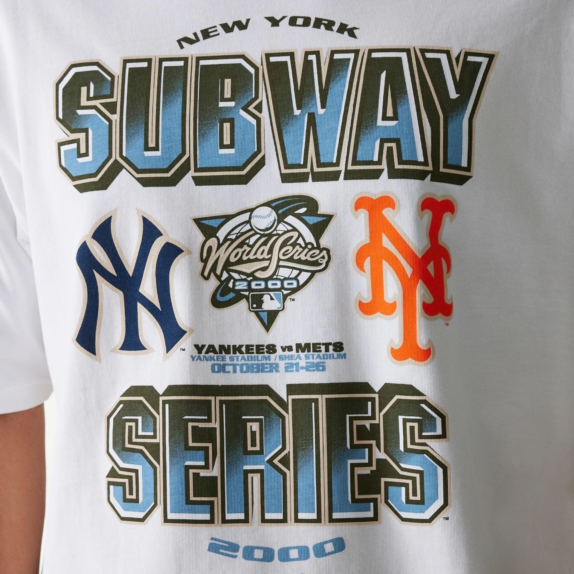 The Male model is wearing MLB Subway Series White Oversized T-Shirt 3