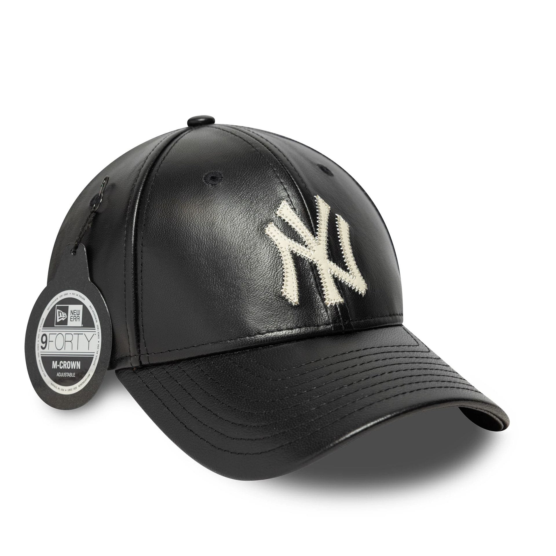 MLB Leather New York Yankees Black 9FORTY M-Crown Cap | NEC UK