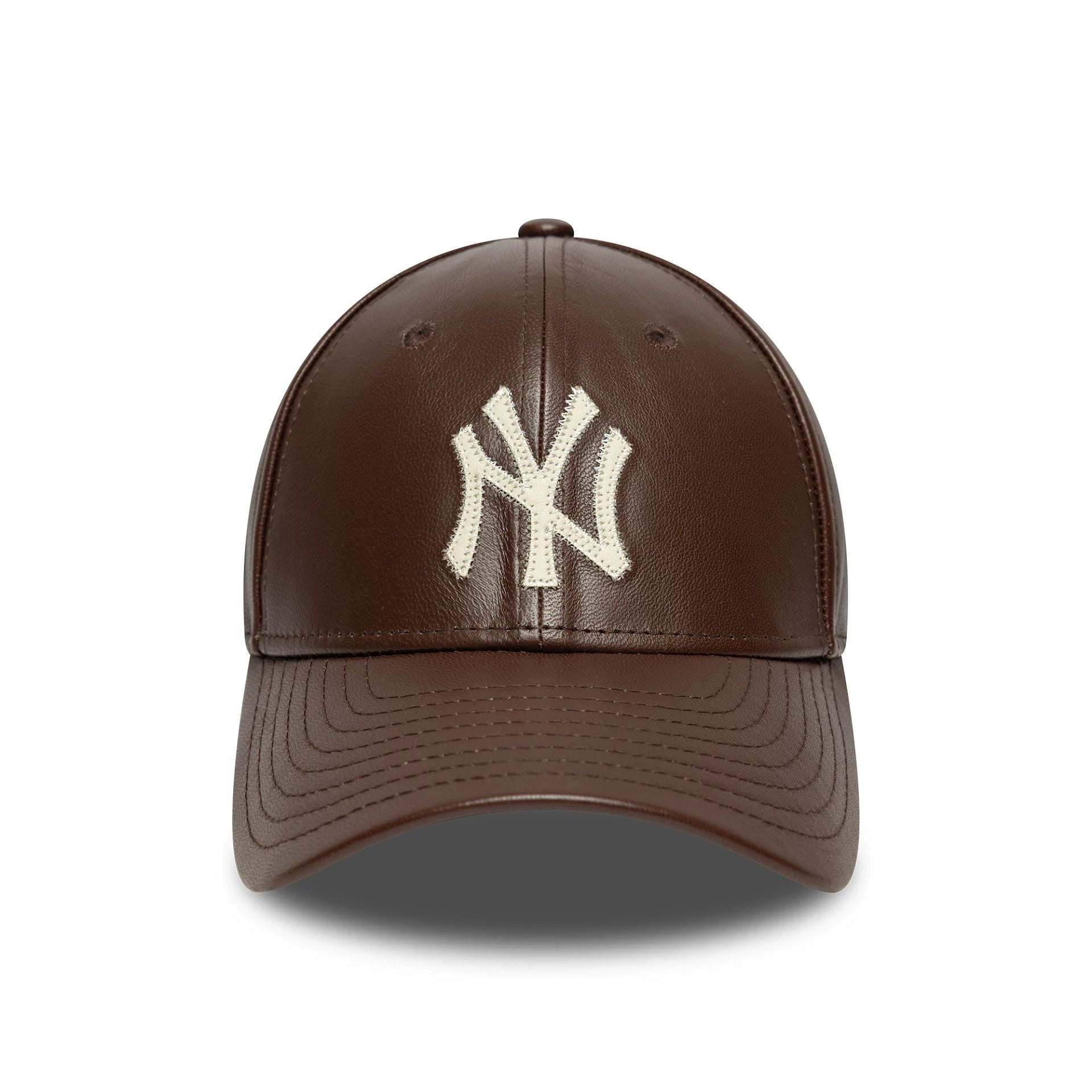 This is a New York Yankees MLB Leather Dark Brown 9FORTY M-Crown Adjustable Cap 2