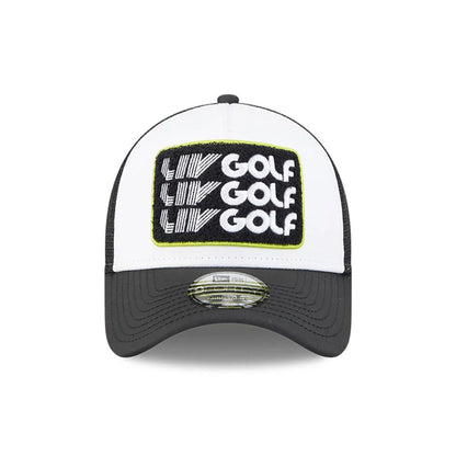 This is a LIV Golf 2025 White 9FORTY A-Frame Adjustable Cap 2