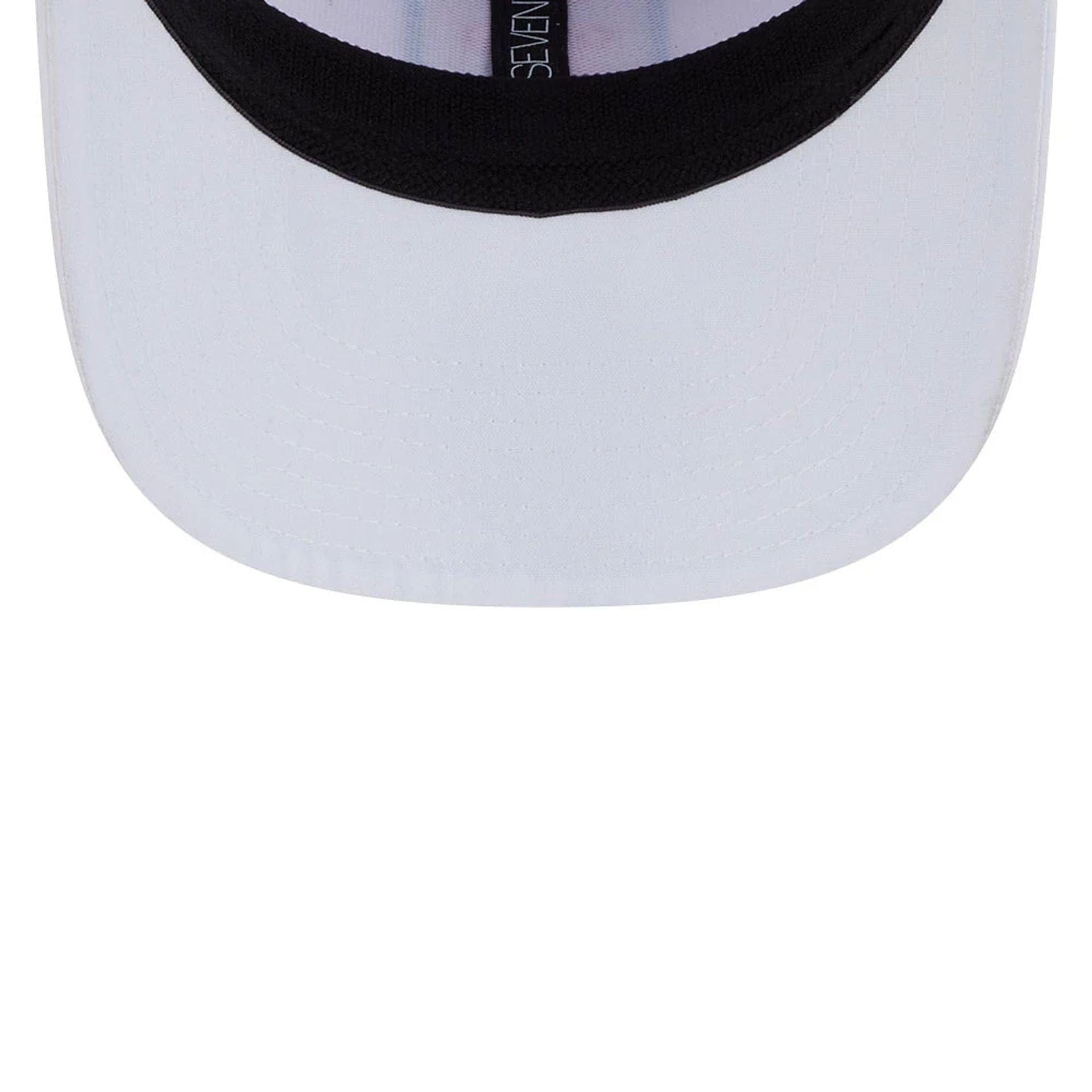 This is a Rangegoats LIV Golf 2025 White 9SEVENTY Stretch Snap Adjustable Cap 7