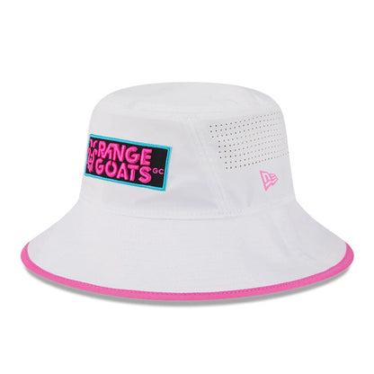 This is a Rangegoats LIV Golf 2025 White Explorer Bucket Hat 1