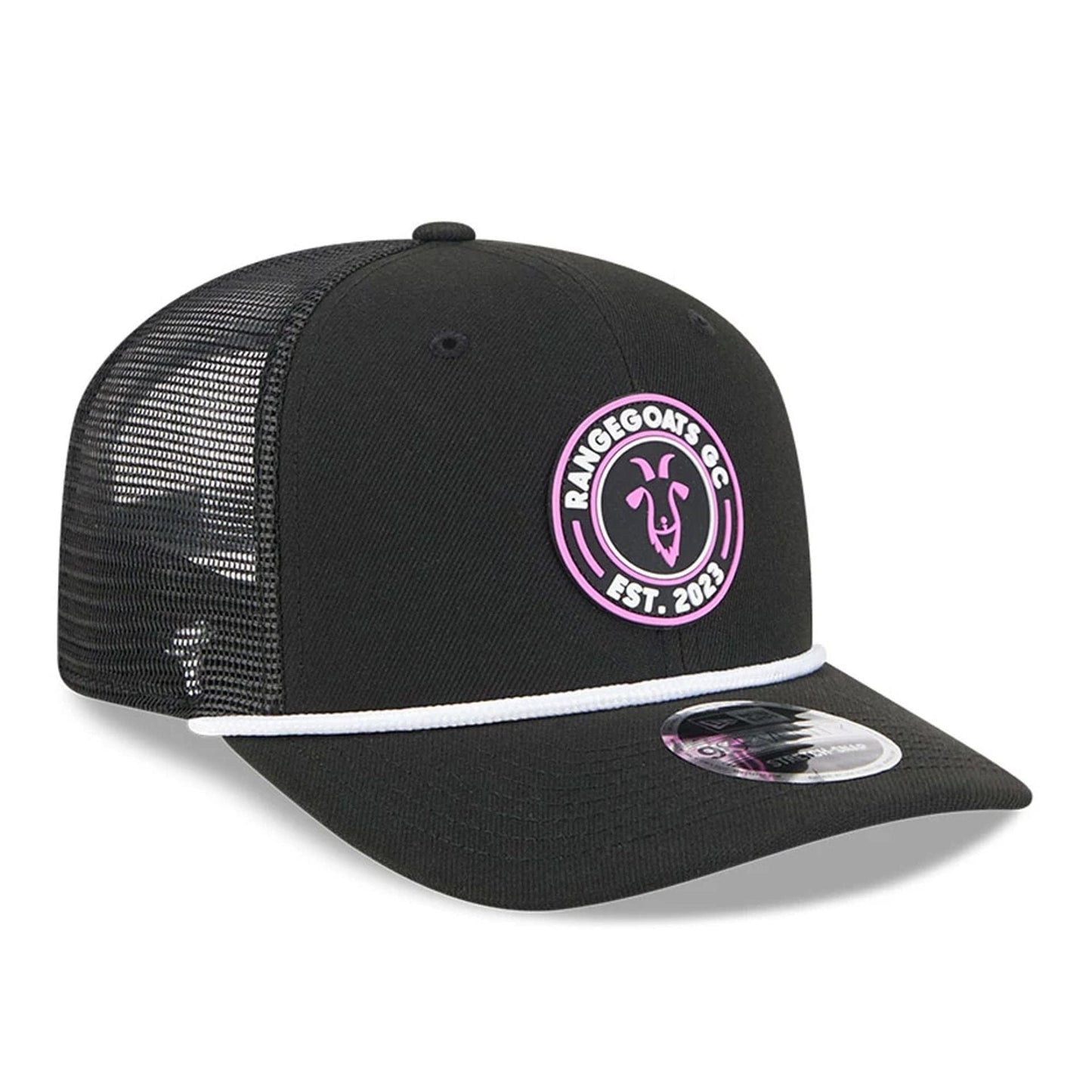 This is a Rangegoats LIV Golf 2025 Black 9SEVENTY Stretch Snap Adjustable Cap 3