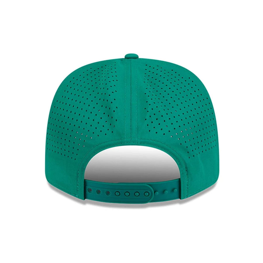 This is a Stinger LIV Golf 2025 Green 9SEVENTY Stretch Snap Adjustable Cap 6