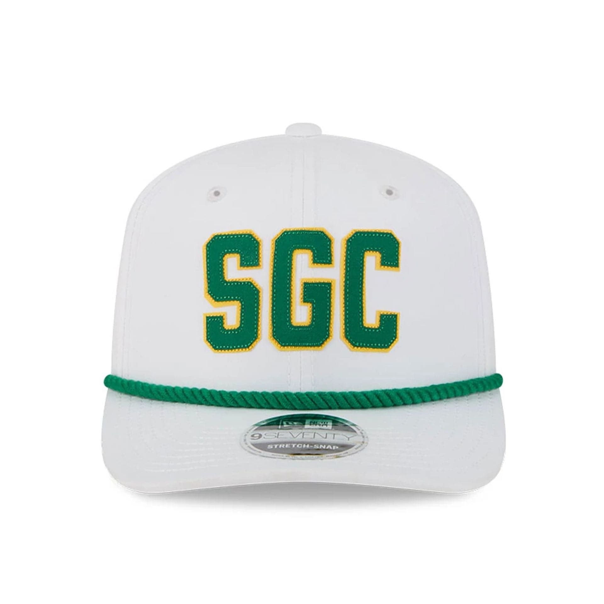 This is a Stinger LIV Golf 2025 White 9SEVENTY Stretch Snap Adjustable Cap 2