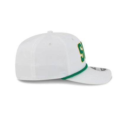 This is a Stinger LIV Golf 2025 White 9SEVENTY Stretch Snap Adjustable Cap 6