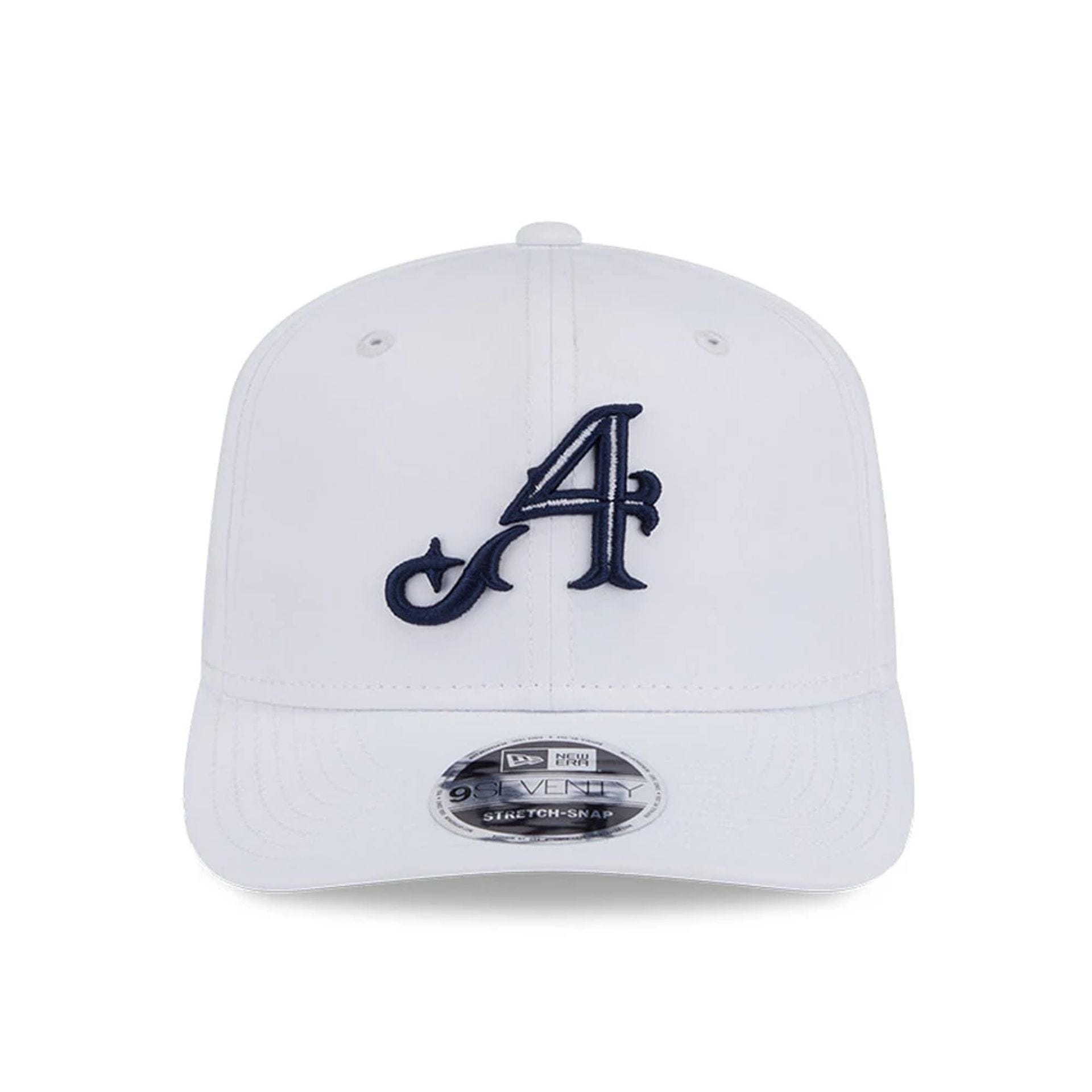 This is a 4Aces LIV Golf 2025 White 9SEVENTY Stretch Snap Adjustable Cap 2