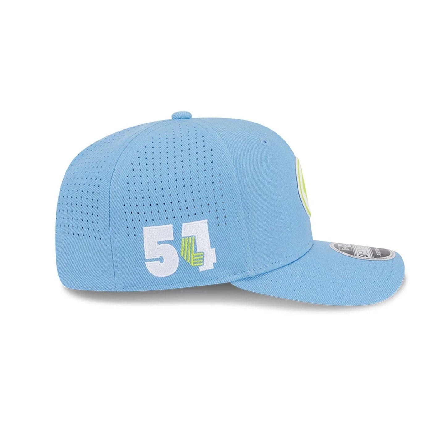 This is a LIV Golf 2025 Pastel Blue 9SEVENTY Stretch Snap Adjustable Cap 5