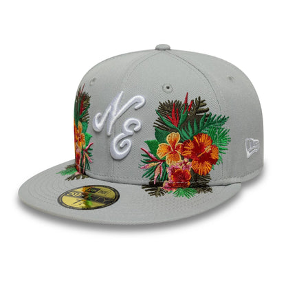 This is a New Era Flower Grey 59FIFTY Fitted Cap 1