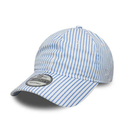 This is a New Era Pinstripe Pastel Blue 9TWENTY Adjustable Cap 1