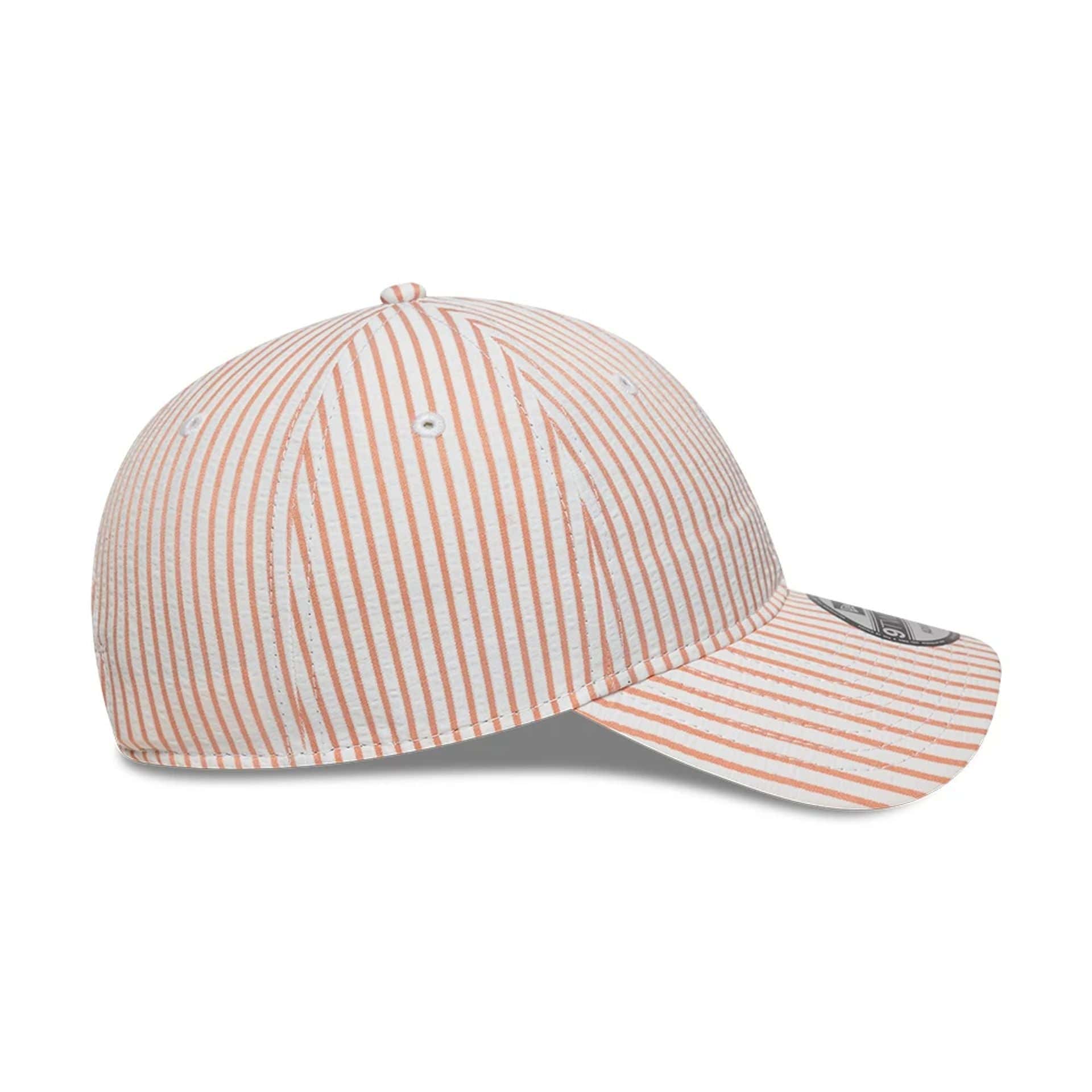 This is a New Era Pinstripe Pastel Orange 9TWENTY Adjustable Cap 5